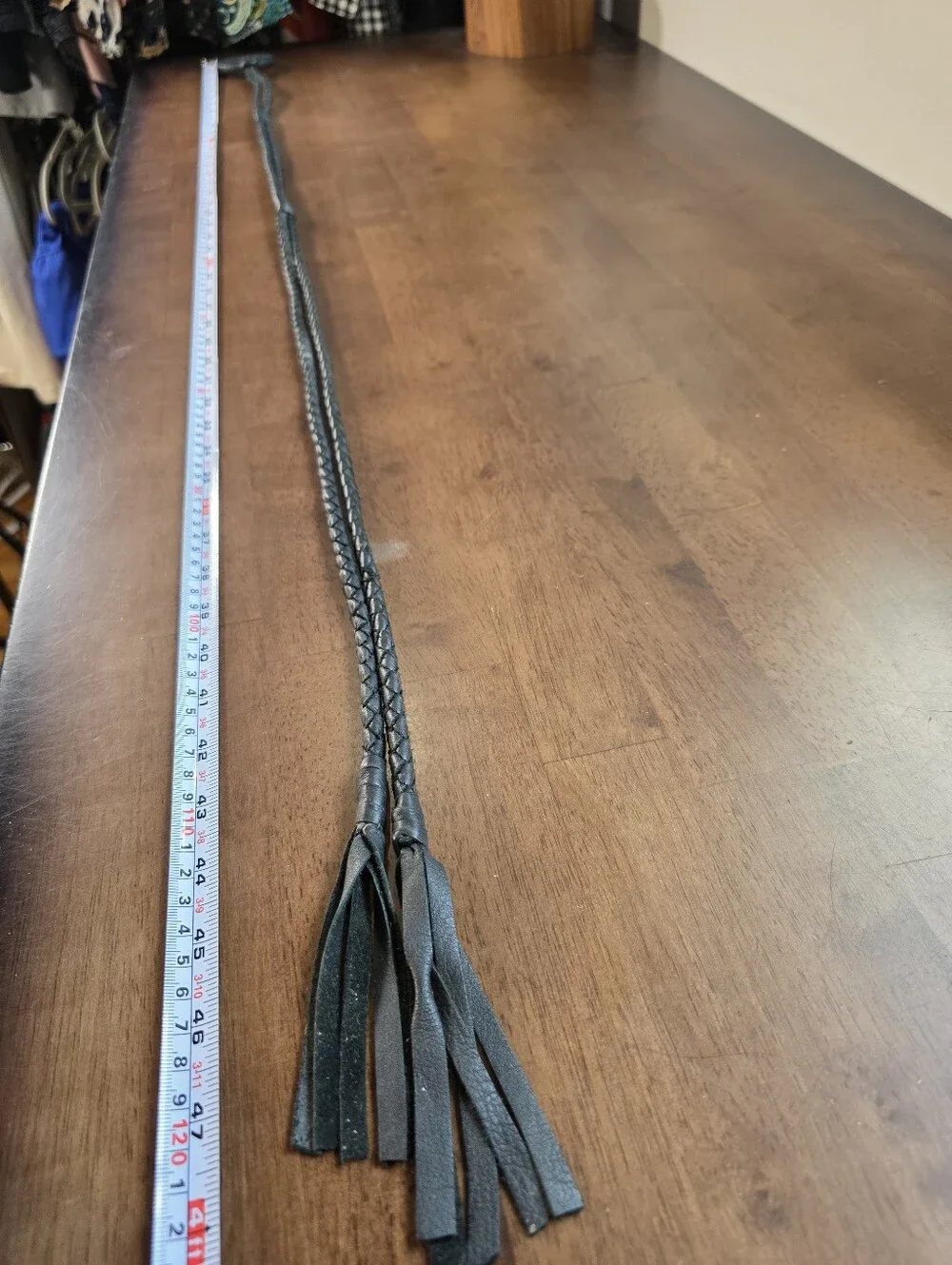 Black Braided Leather Wrap Belt O-Ring Tassel Fringe Boho Western
